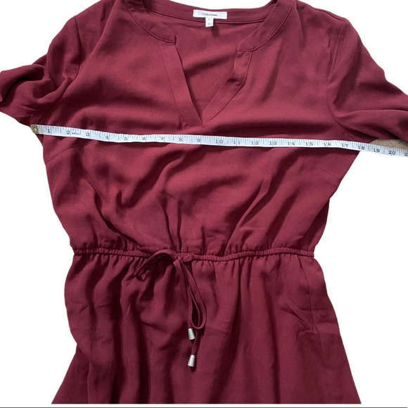 Maurices Wine Red V-Neck Tie Waist Flare Bell Sleeve Dress Size XS - Picture 10 of 12